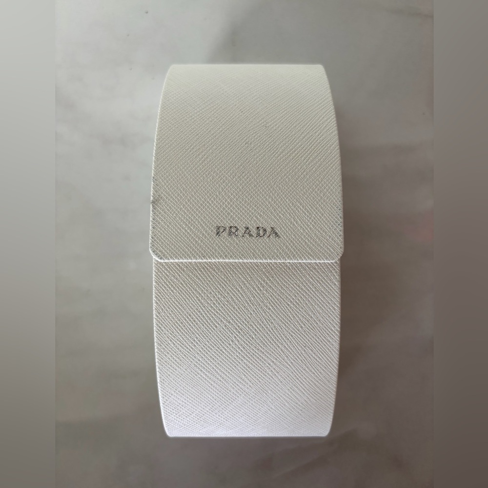 Prada White Sunglasses Case with Original Box and Cleaning Cloth